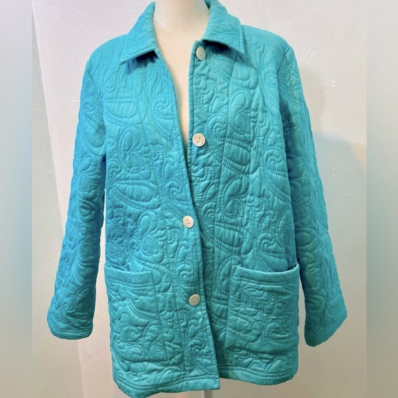 Orvis teal quilted jacket 100% cotton.2 pockets.Size S runs larger.Quilted - Picture 1 of 7